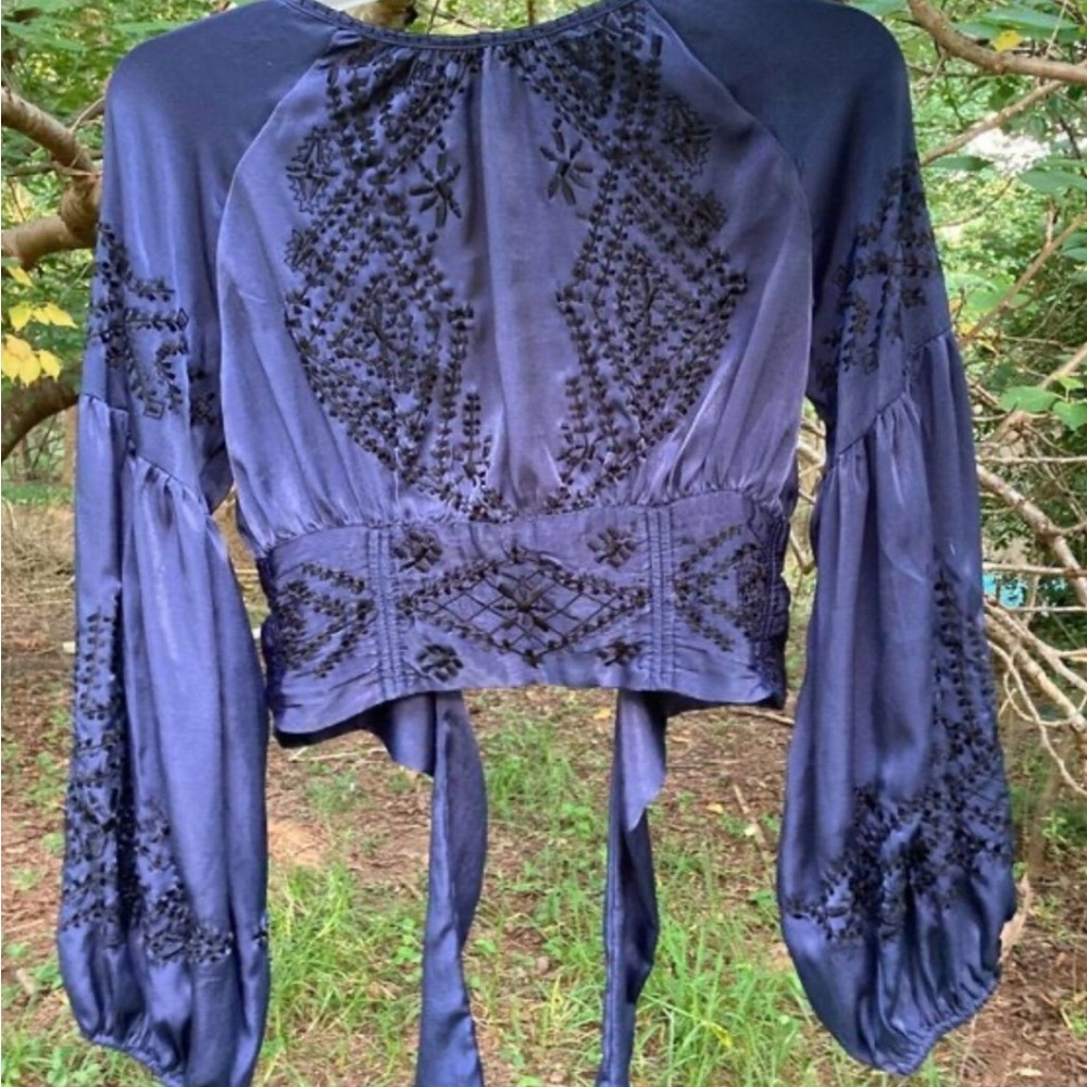 Free People Embroidered Long Sleeved Women's Crop Top Small